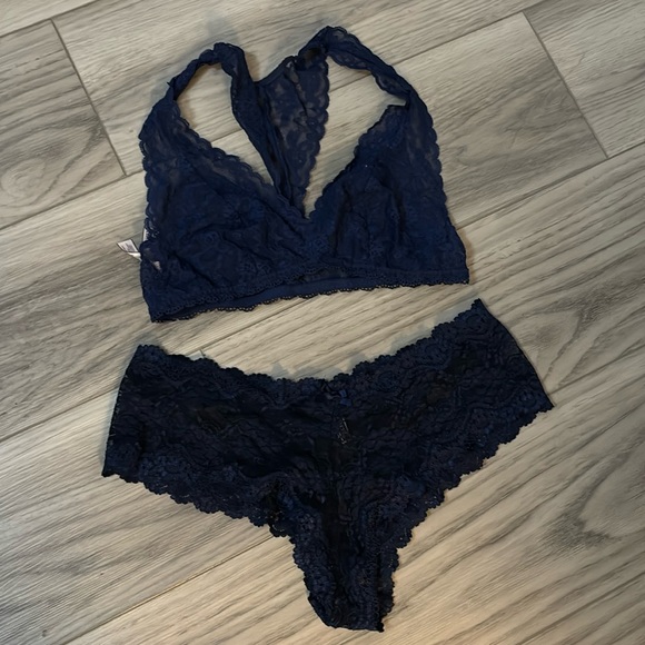 Victoria's Secret Other - Victorias Secret Navy Blue Lace Set